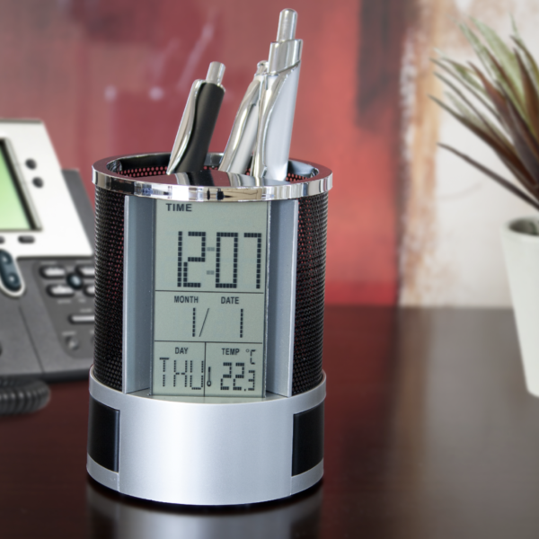DIGITAL CALENDAR / ALARM DESK CADDY CLOCK